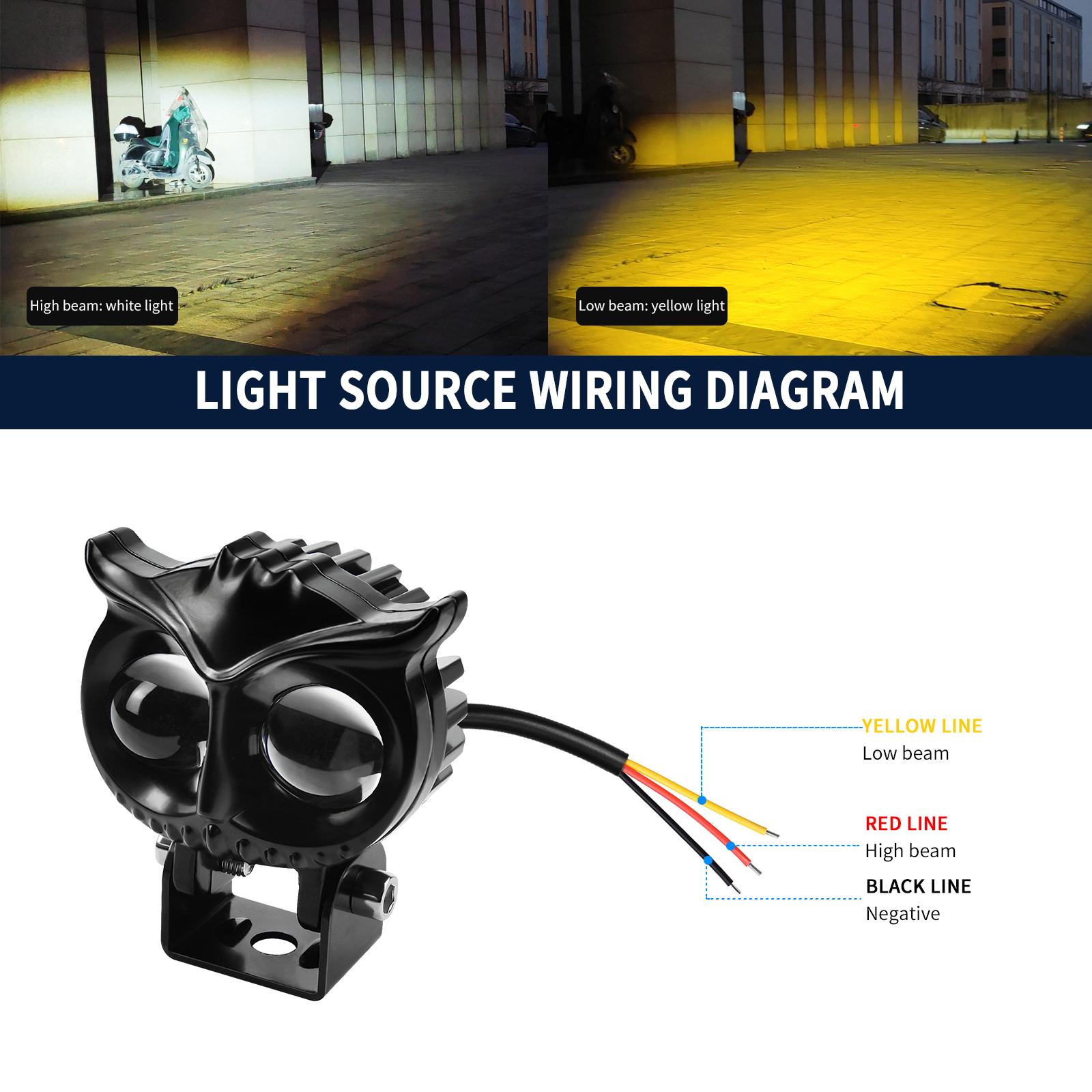 12V-85V Led Worklight Front Headlight Scooter Spotlight Fog Light Owl For Motor