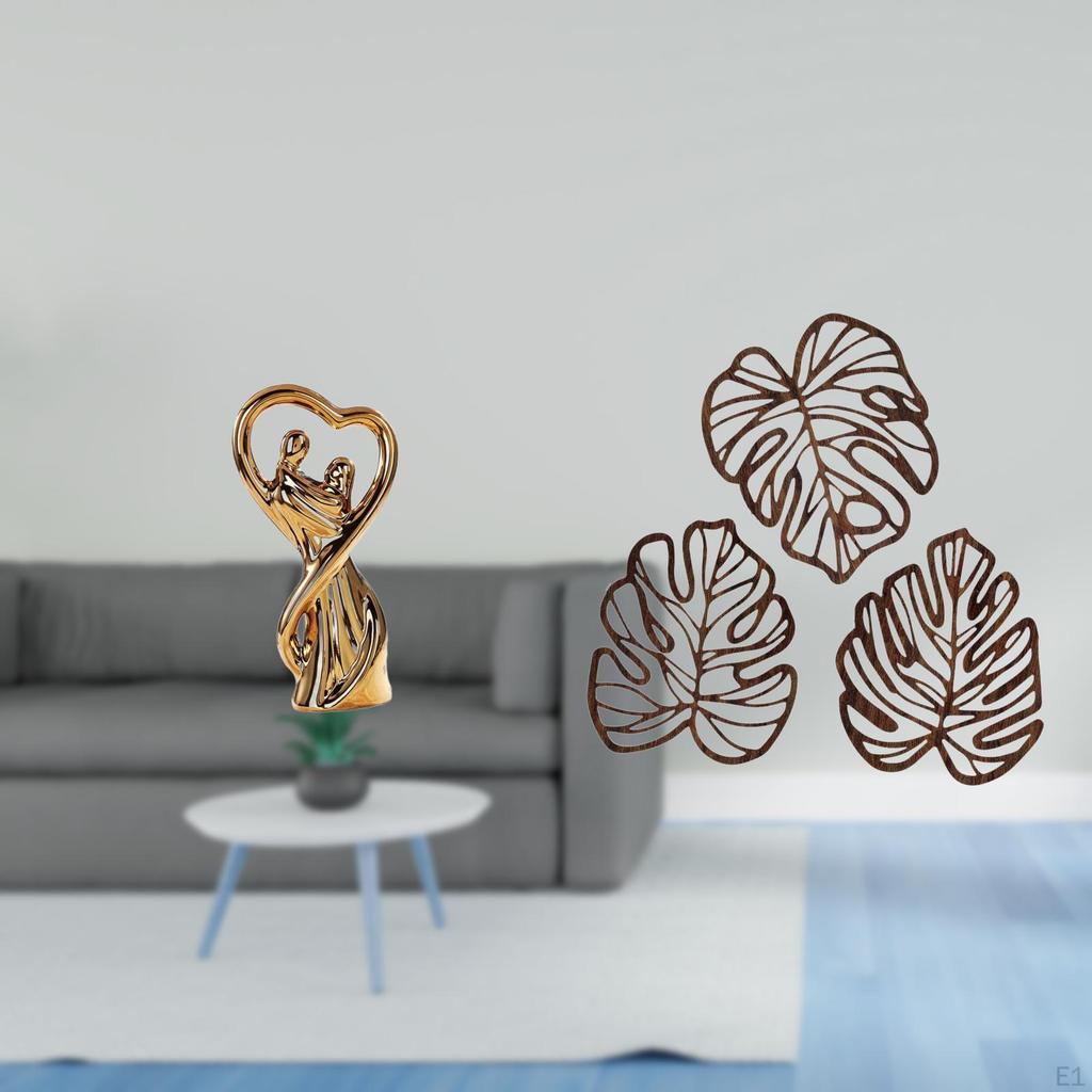 Couple Figurine Statue Souvenirs Gift Sculpture Ornament for Anniversary Family Palm Leaves Wood
