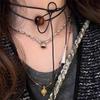 Red Tiger Stone Leather Rope Necklace High-End Accessories Niche Temperament Simple Fashion Light Luxury Original Design Clavicle Chain