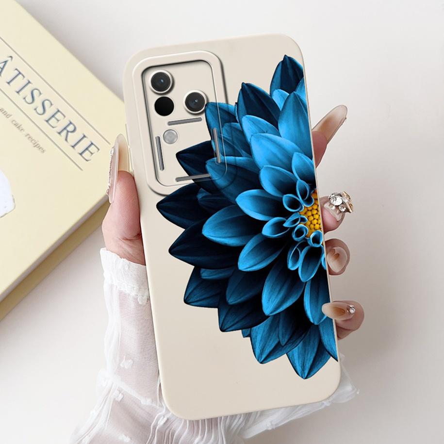 Für Vivo V30 V2318 Hülle V30 Pro V2319 Cover Beliebte Blumen Schleife Weiche Flüssigsilikon Handyhüllen Für Vivo S18 Pro V 30 Fundas