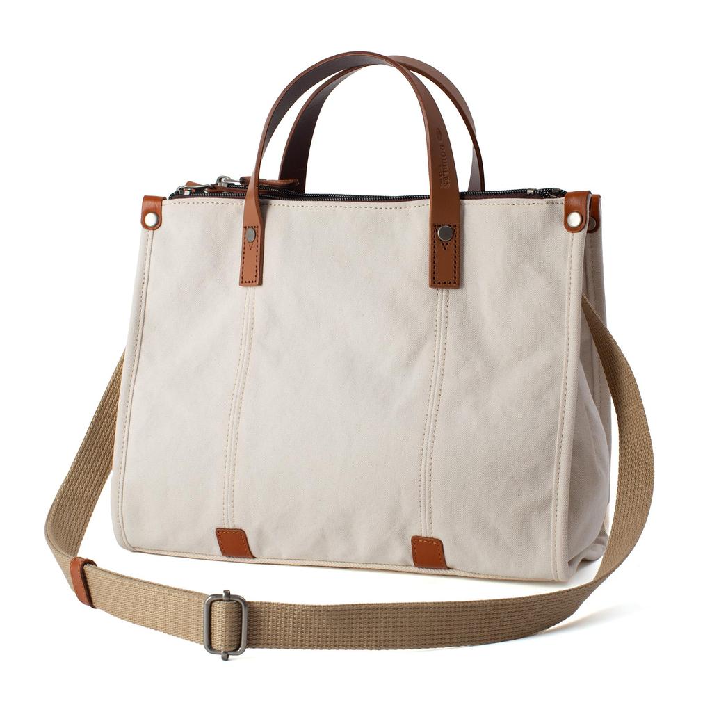 Doubles Mini Tote Bag, 2-Way Tote, Shoulder Bag, B5 Capacity, Made with Japanese No. 10 Paraffin-Coated Canvas and Italian Tanned Cowhide Leather,