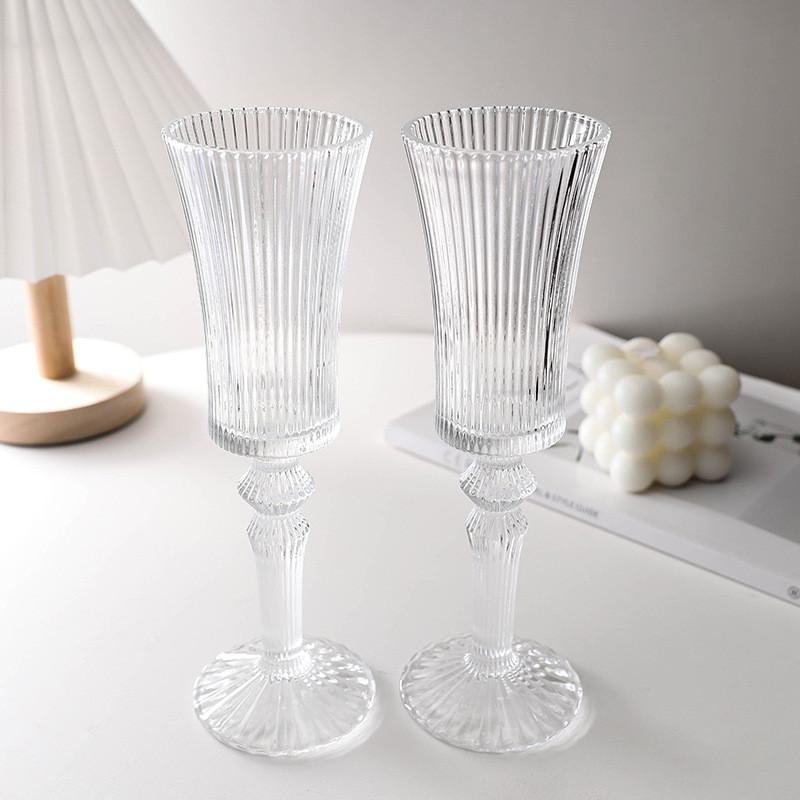 French Retro Striped Champagne Glass Couple Crystal Glass Goblet Cup Wine Whiskey Cocktail Juice Glass Tasting Glasses