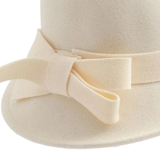 Ladies Wool Felt Bucket Hat Vintage Cloche Fedora Hat Female Bowler Hat with Bow Winter Wedding Church Jazz Cap