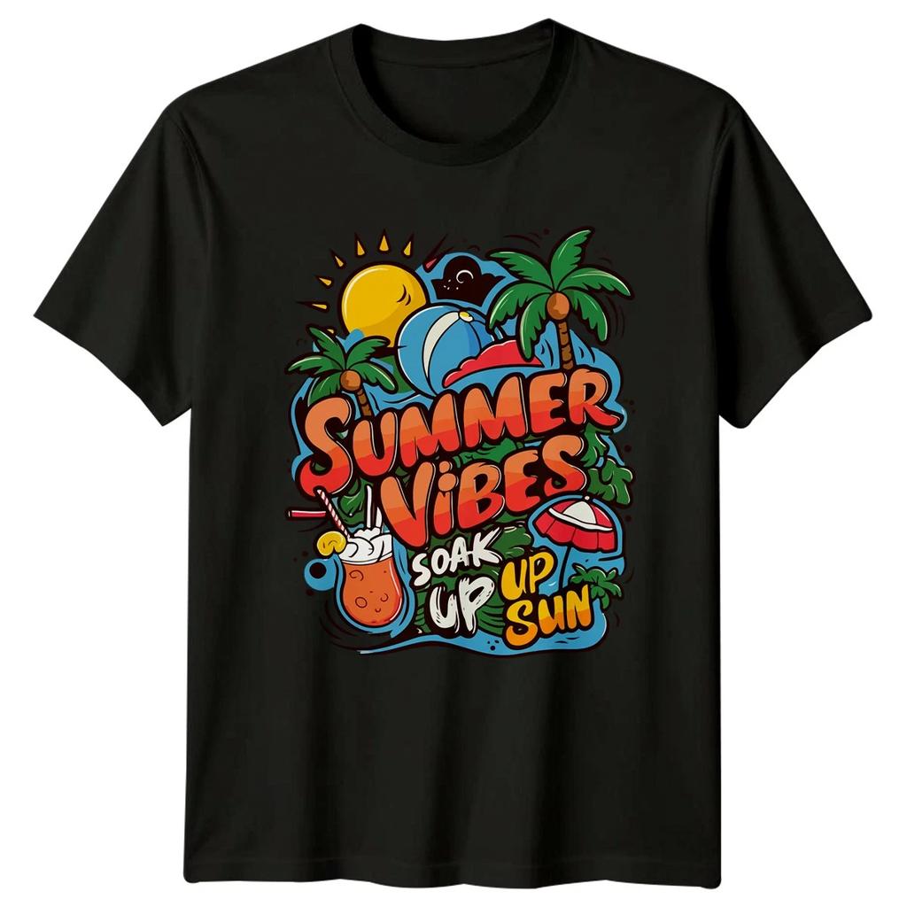 Summer Vibes Soak Up Sun T-Shirt Beach Tropical Summer Party Gift
