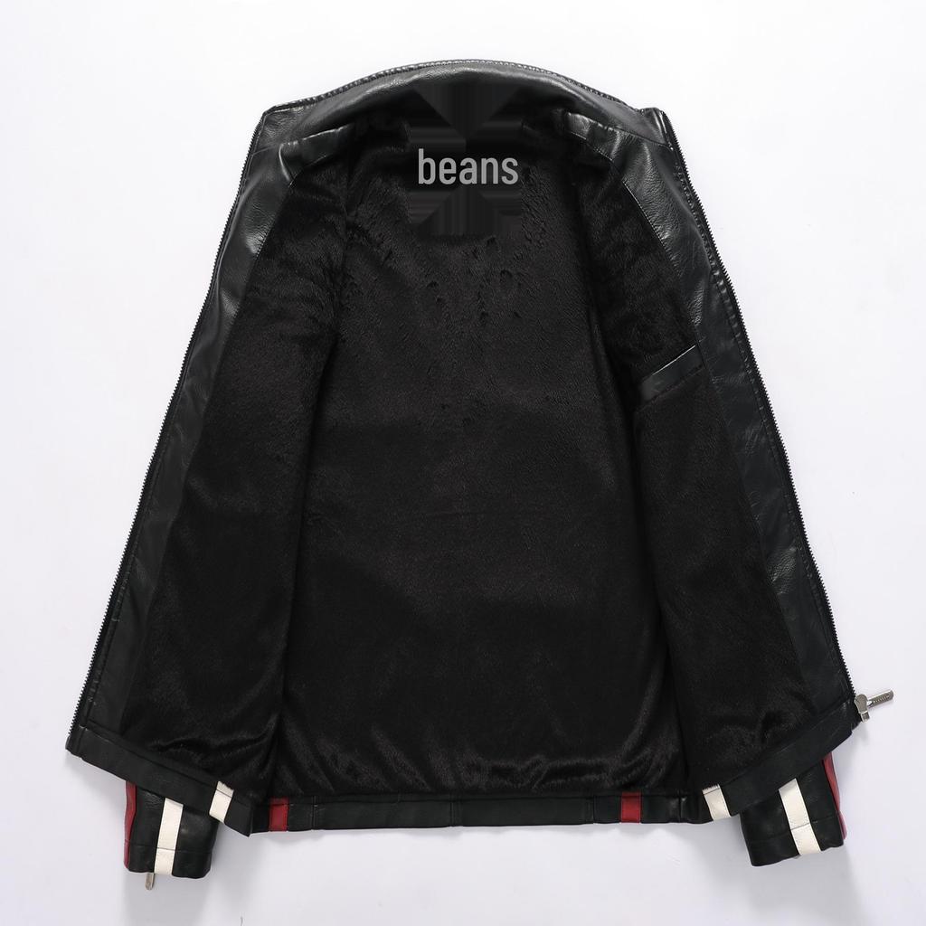 Herren Herbst Winter Motorrad Lederjacke mit Stickerei Patchwork - Europäischer und Amerikanischer Stil