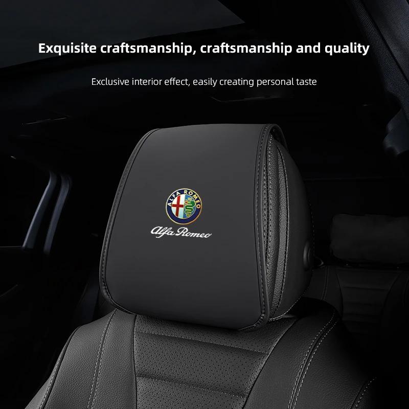Car Stickers For Alfa Romeo Leather Car Seat Headrest AntiDirty Elastic Pillowcase Protective Cover For Alfa Romeo 4C 159 166 Gi