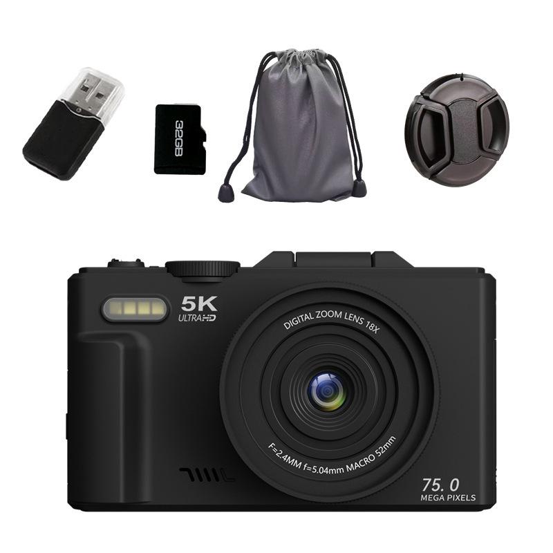 3-inch Flip Screen WiFi Beauty HD Camera, 75MP, 5K Video, 18x Zoom