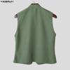Striped Summer Incerun Men Sleeveless Open Front Casual Tank Tops Waistcoat Vests