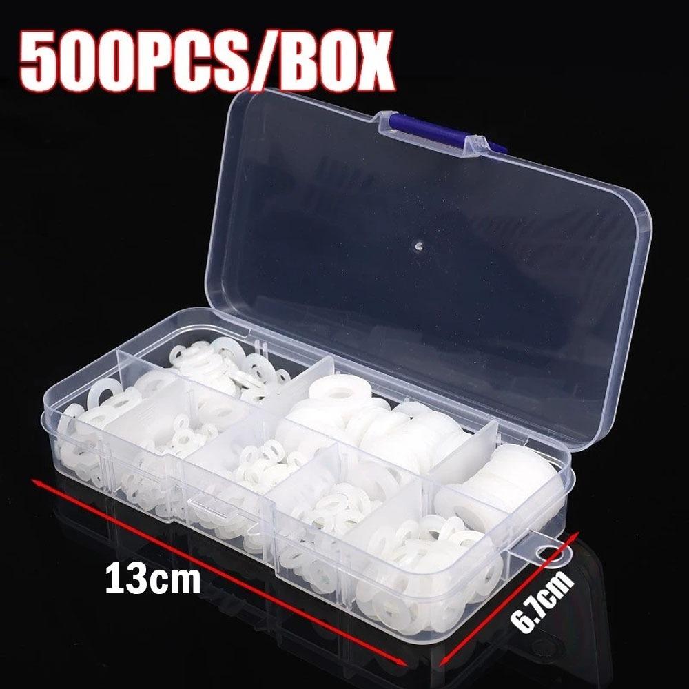 

500 шт./коробка Износостойкие M2-M10 Нейлоновые прокладки Черные Белые Изоляционные прокладки Уплотнения Прокладка Кольцо Плоские шайбы белый