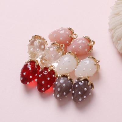 2 Stück Harz Süße Erdbeere Perle Anhänger Charms DIY Handgefertigte Schmuckherstellung Ohrring Halskette Armband Schlüsselanhänger Zubehör
