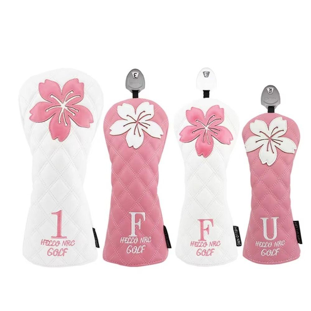 PU Leather Golf Club Protector Sakura Pattern Wood Headcover Golf Head Cover  Golf Supplies
