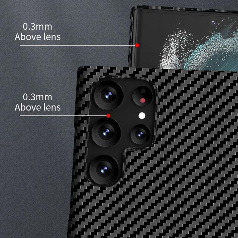 Ultra-Thin Carbon Fiber Pattern Phone Case For Samsung S22 S23 S24 S25 Ultra Plus Note 20 10 Plus Slim Shockproof PC Hard Cover