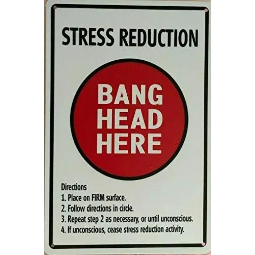 

Funny Stress Reduction Metal Tin Sign Bang Head Here Humorous Office Home Wall Decor Sarcastic Gag Gift Plaque for Cowork 20x30cm（7.8x11.8inch）