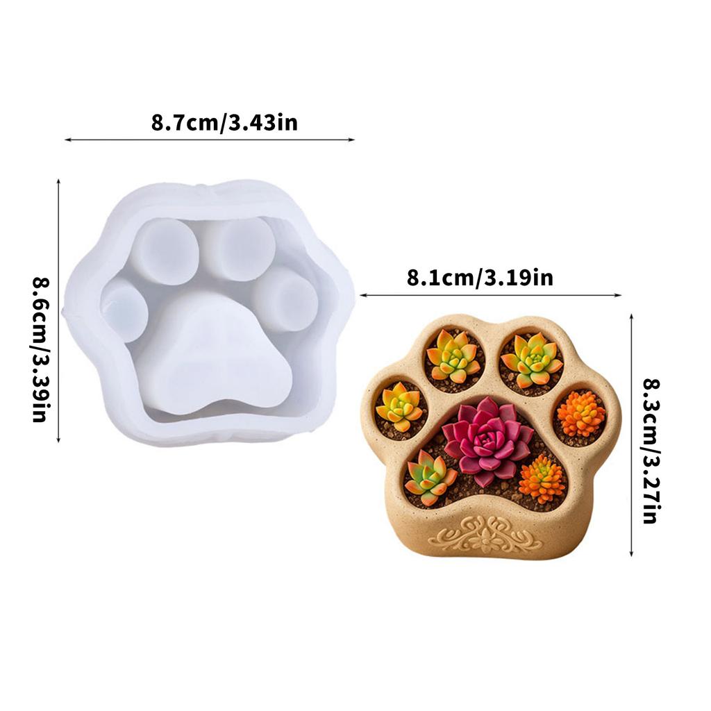Easy Demolding Silicone Mold for Making Glossy Cats Paw Plant Pots with Clear Shape Perfect DIY Enthusiasts