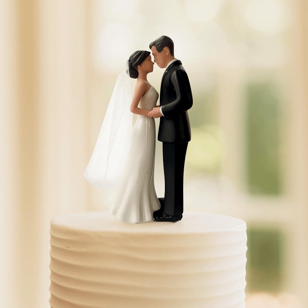 White/Black Cake Toppers Dolls Anniversary Decoration Bride & Groom Figurines Wedding