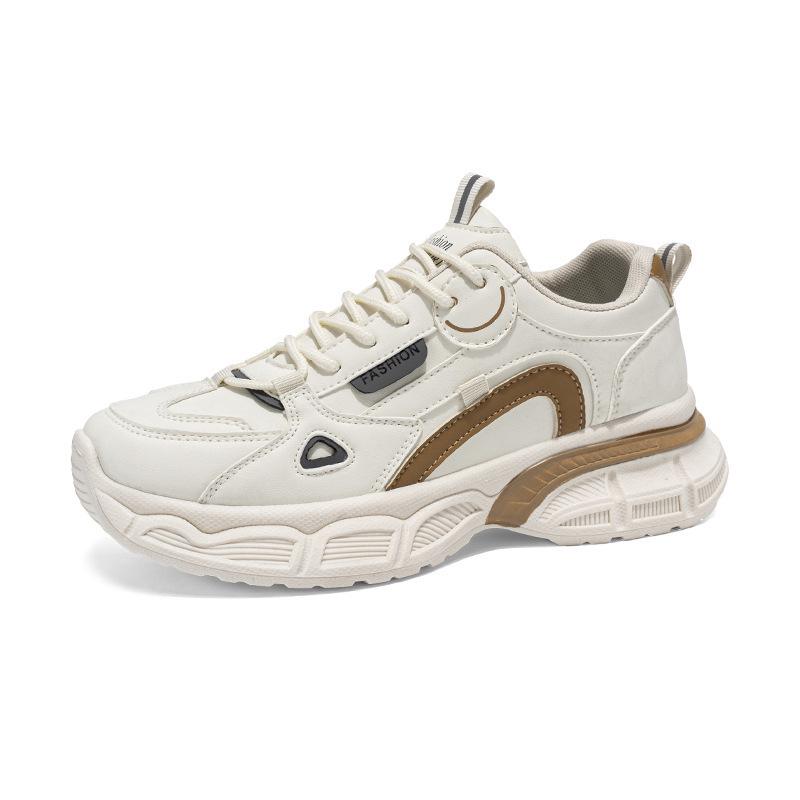 2025 Spring Women's Korean Style Breathable White Sneakers: Versatile Thick Sole, Height Increasing, Casual Sports Dad Shoes