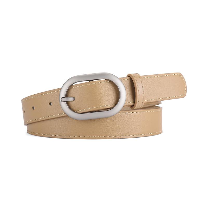 Women's oval PU belt with outer waistband