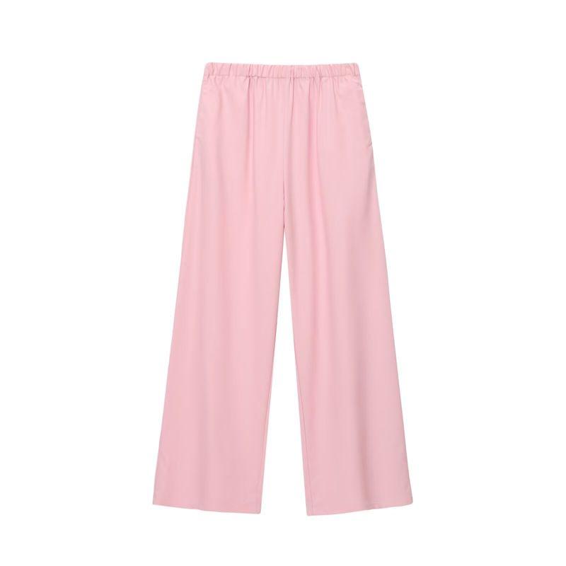 

Kaslead New Arrival Women s Clothing Fashion Style Stylish Simple and Versatile Straight-leg Decorative Pocket Elastic Casual Pants Pink L