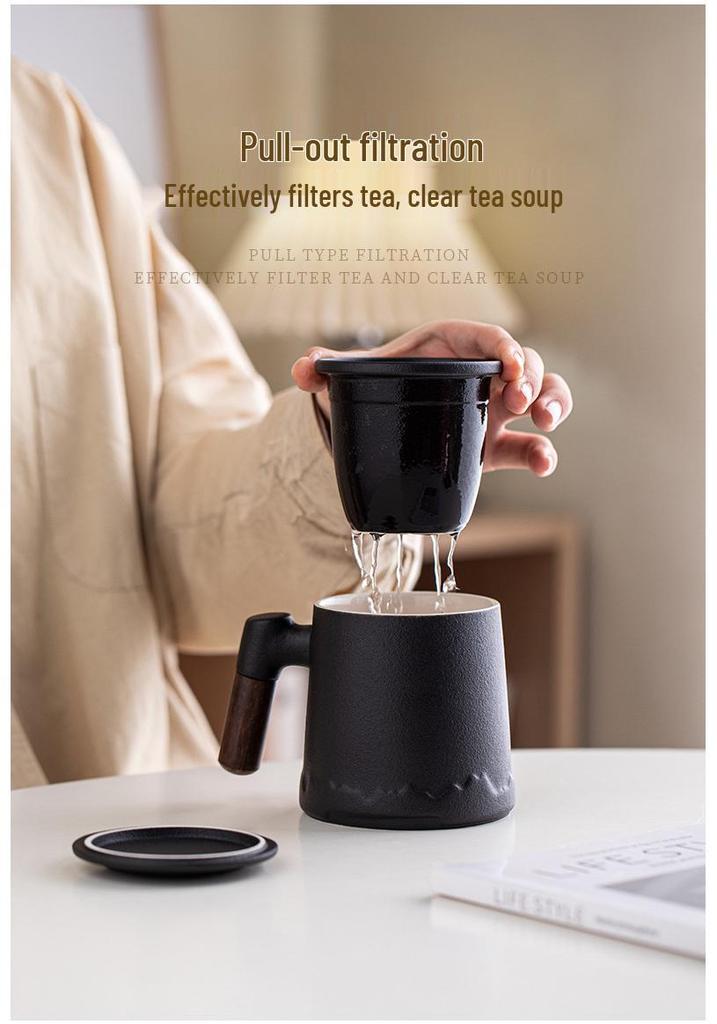 Ceramic Tea & Water Separation Mug with Lid and Filter - Ideal for Office or Personal Use, Perfect As a Business Gift