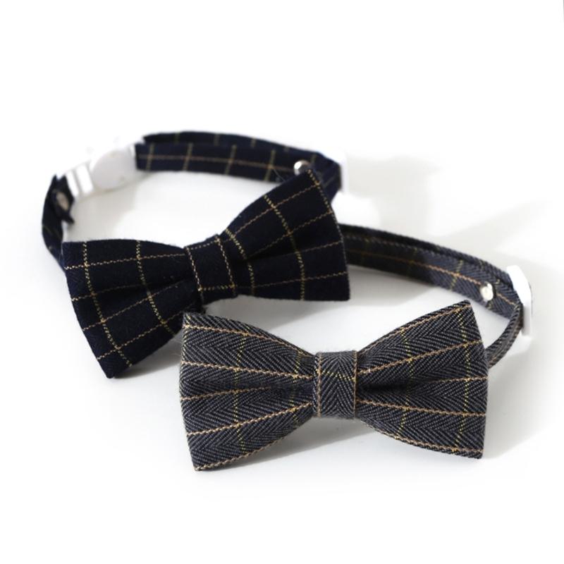 2PCS Adjustable Cat Collar Christmas Party Dogs BowTie Collar Pet Breakaway Necktie Collar Pet Festival Party Supplies