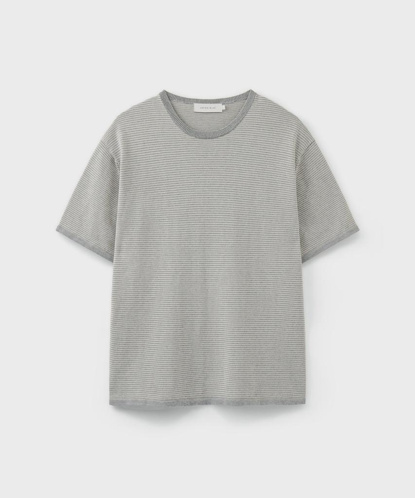 Yunionbeullu Marine Stripe Half Knit [Light Gray]