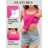 CHARMLEAKS Langes Tanktop für Damen mit Regal-BH, quadratischer Ausschnitt, breite Träger, Camisole, Sommer-Unterhemden aus Baumwolle