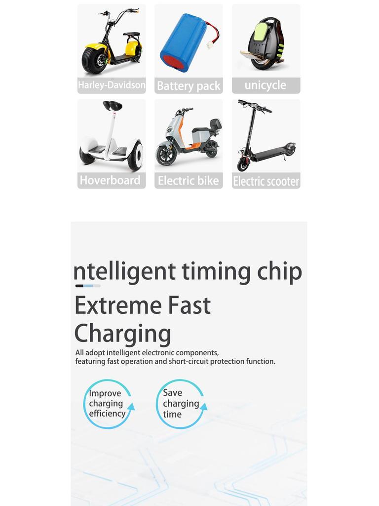 48V/54.6V 2A/3A Electric Scooter Lithium Battery Charger with Aviation Cannon and DC Head - European Standard