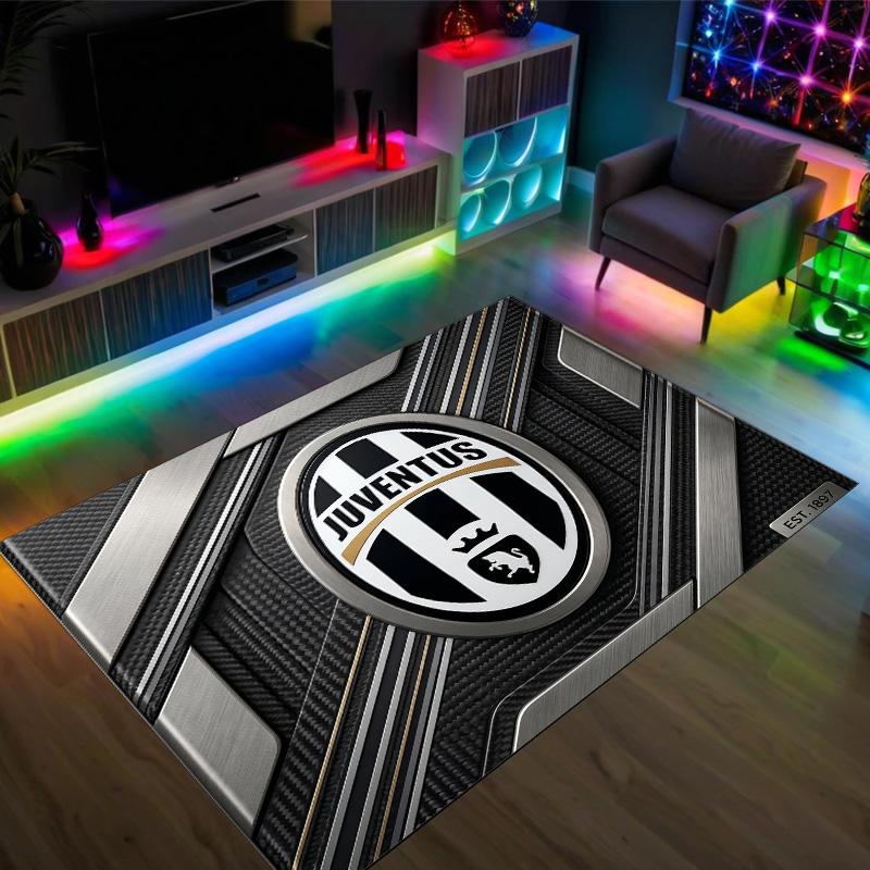 Juventus FC Design Crystal Velvet Carpet Cozy Non?Slip Printed Rug For Bedroom Living Room Entrance