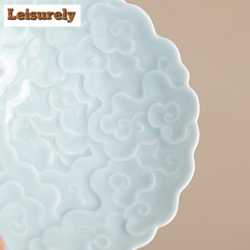 Ancient Charm And Auspicious Clouds Fruit Dishes Aesthetic Pastry Plate Household Serving Tray Teaset Accessories Ornaments Gift