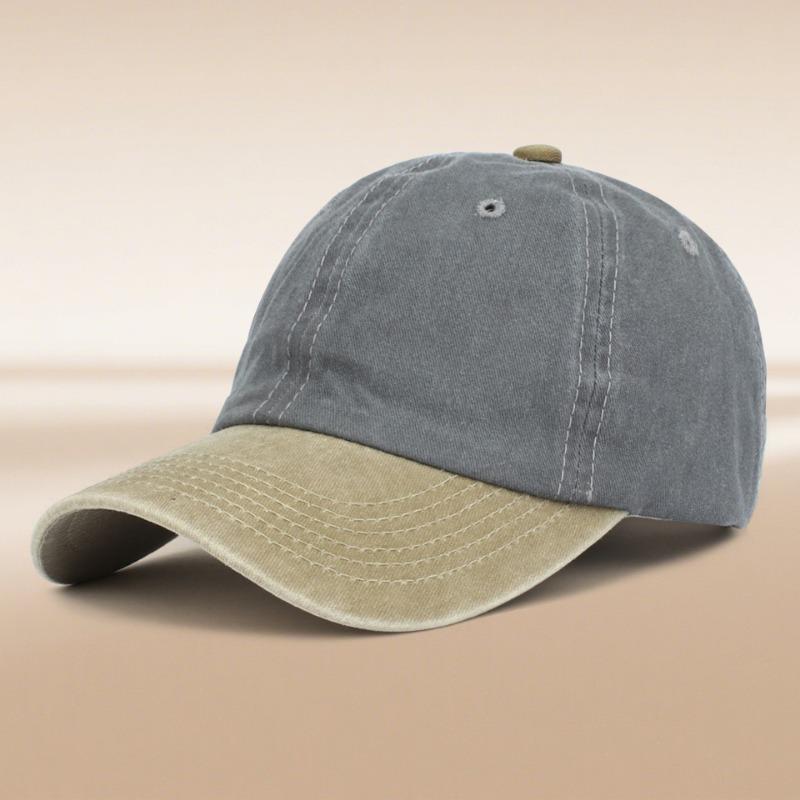 

Color matching denim baseball cap printed washed old cap pure cotton men s and women s outdoor sunscreen visor average size
