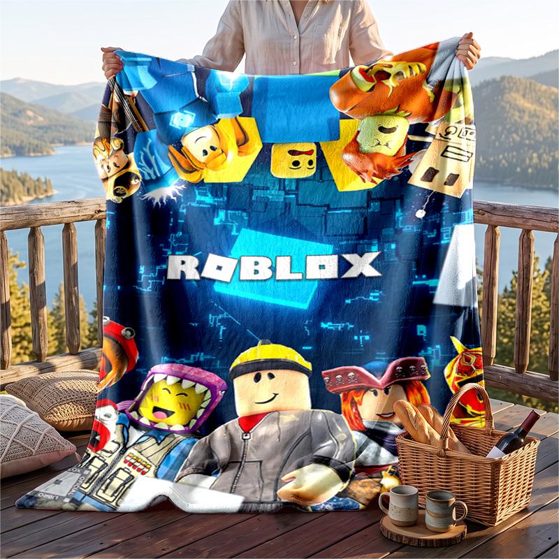 Coperta in Flanella Calda con Motivo Roblox, Coperta Leggera e Confortevole per Letto e Divano