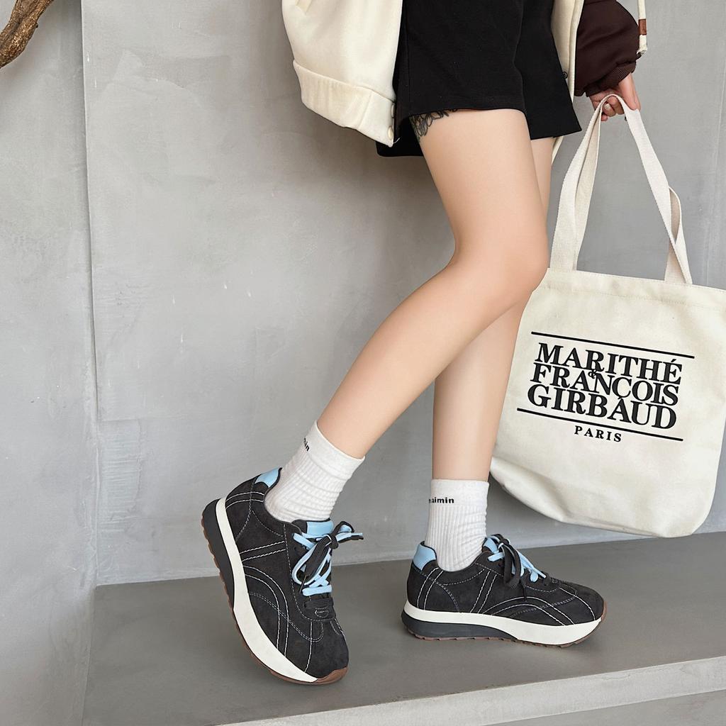 Leather retro German training shoes women's shoes new autumn versatile platform sports and leisure board shoes women's Forrest Gump shoes