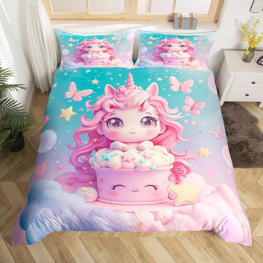 Cake Duvet Covers King Cute Bedding Set For Kids Adults Girls Bedroom Funny Food Duvet Cover Birthday Gifts Cake Bed Cover 3 Pcs