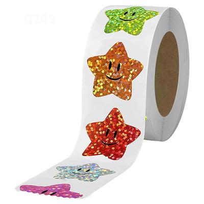 Lot de 100 à 500 autocollants holographiques de récompense en forme d'étoile, adhésifs colorés, pour tableau de récompenses, jouets décoratifs, cadeaux, étiquettes autocollantes