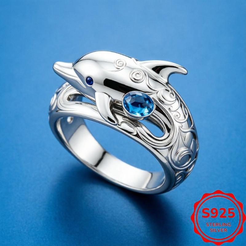 925Sterling silver dolphin ring Women`s vintage