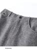Woolen Half-Skirt: Women's 2025 Winter Brown-Gray Casual Slit Midi Skirt