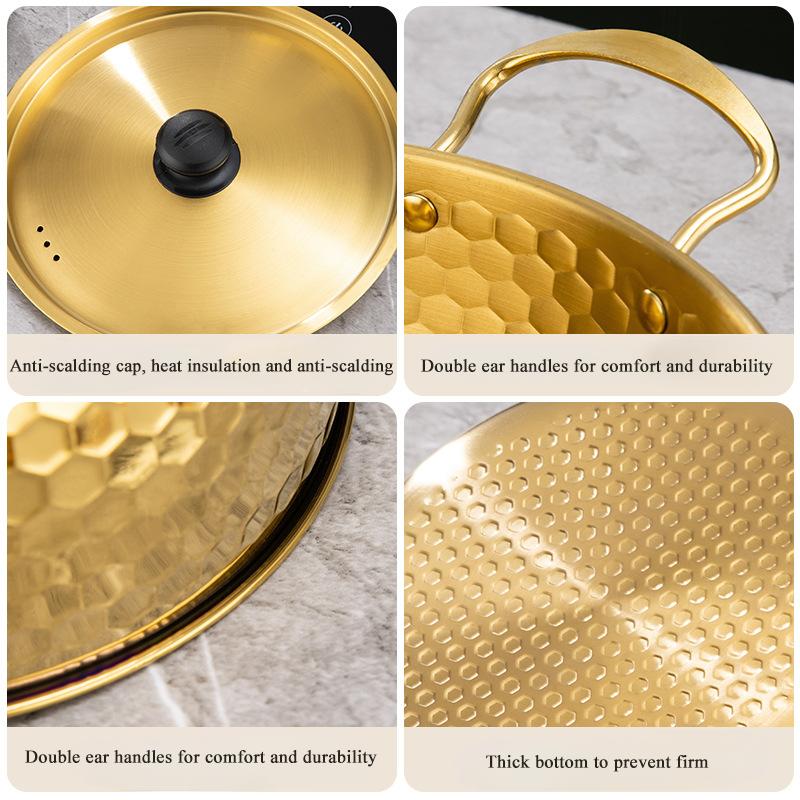 Ezüst koreai ramen edény két füllel fedővel magas megjelenésű túrázás kemping curry tészta konyhai edények