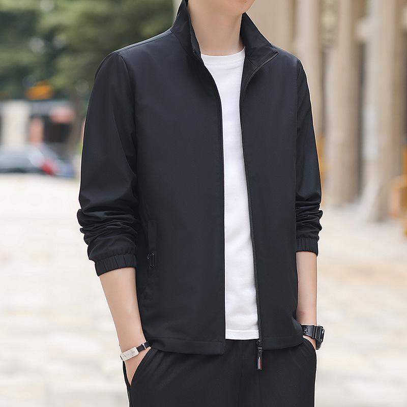 Men's Sports Jacket Spring and Autumn Korean Casual Stand Up Collar Versatile Thin and Comfortable Men'S Top
