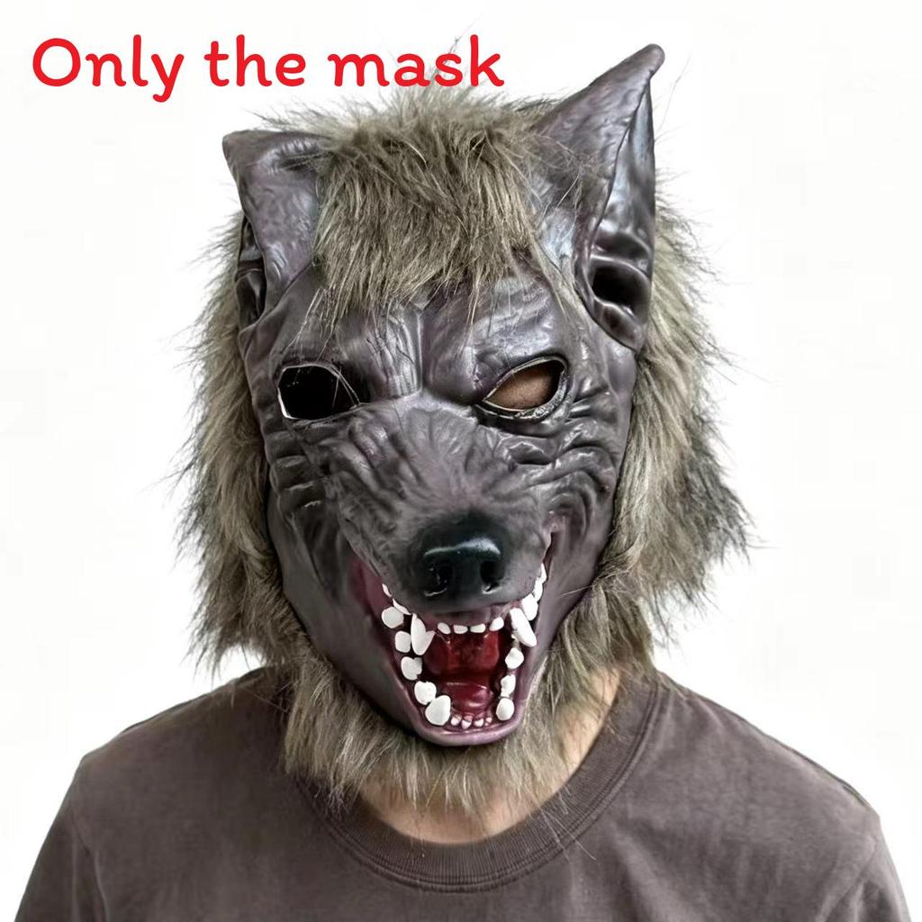 Wolf Head Mask For Halloween Horror Costume Latex Masked Dress Up Party Accessory