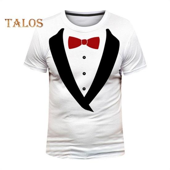 Herren T-Shirt mit gefälschtem zweiteiligem Anzugmuster, Pullover, Oberteile, Rundhalsausschnitt, kurzärmeliges T-Shirt, atmungsaktiv, für den Alltag