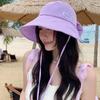 Retro Blue Striped Bucket Hat Women's Spring and Summer Big Brim Sun Hat Big Head Circumference Showing Washbasin Hat