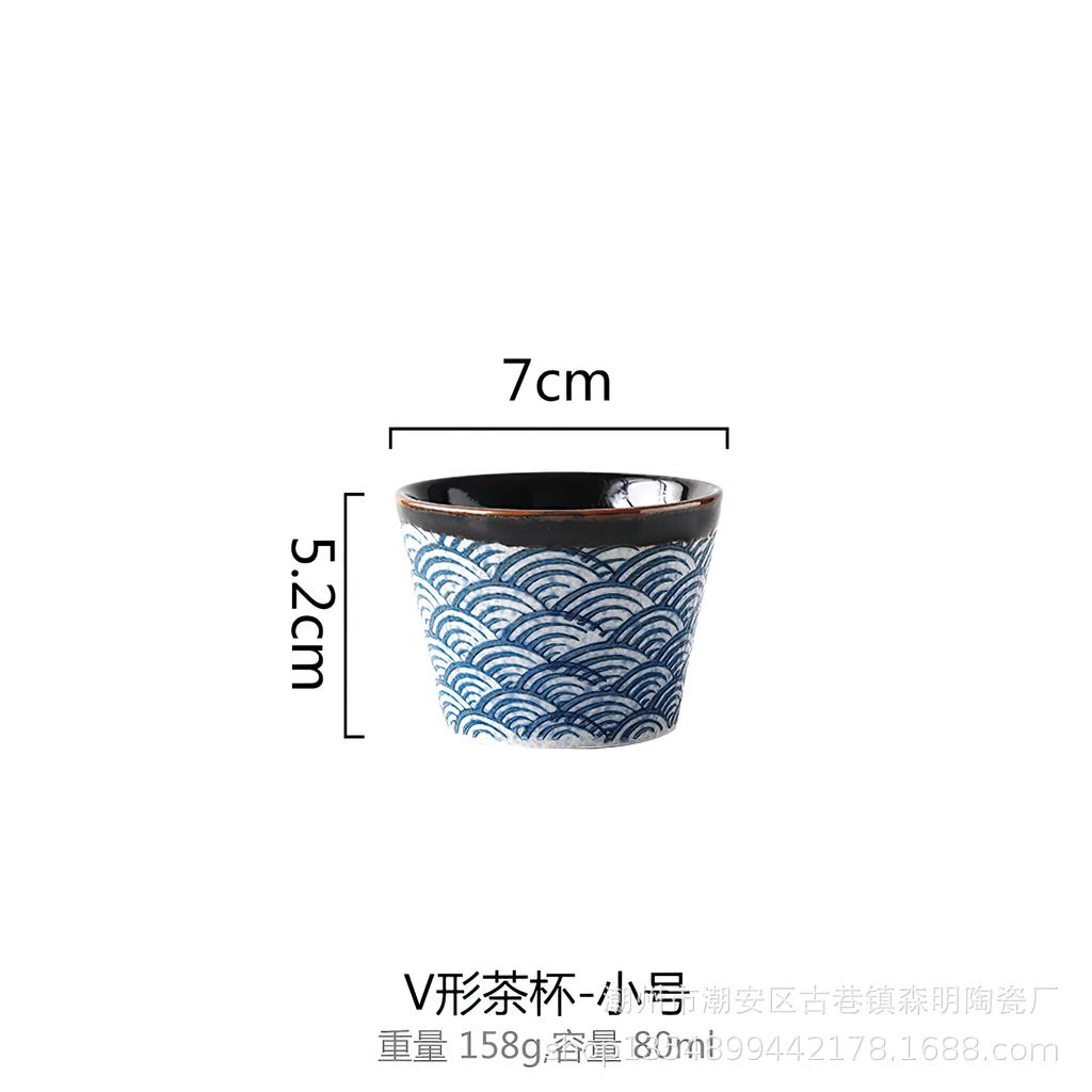 Ceramic Teapot Crockery Portable Kettle Tea Cup Blue Wave Water Ware Porcelain Chinese Kung Fu Drink Ware For Tea Ceremony