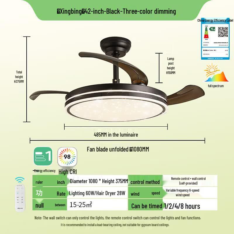 NVC Minimalist LED Ceiling Fan with Full Spectrum Light