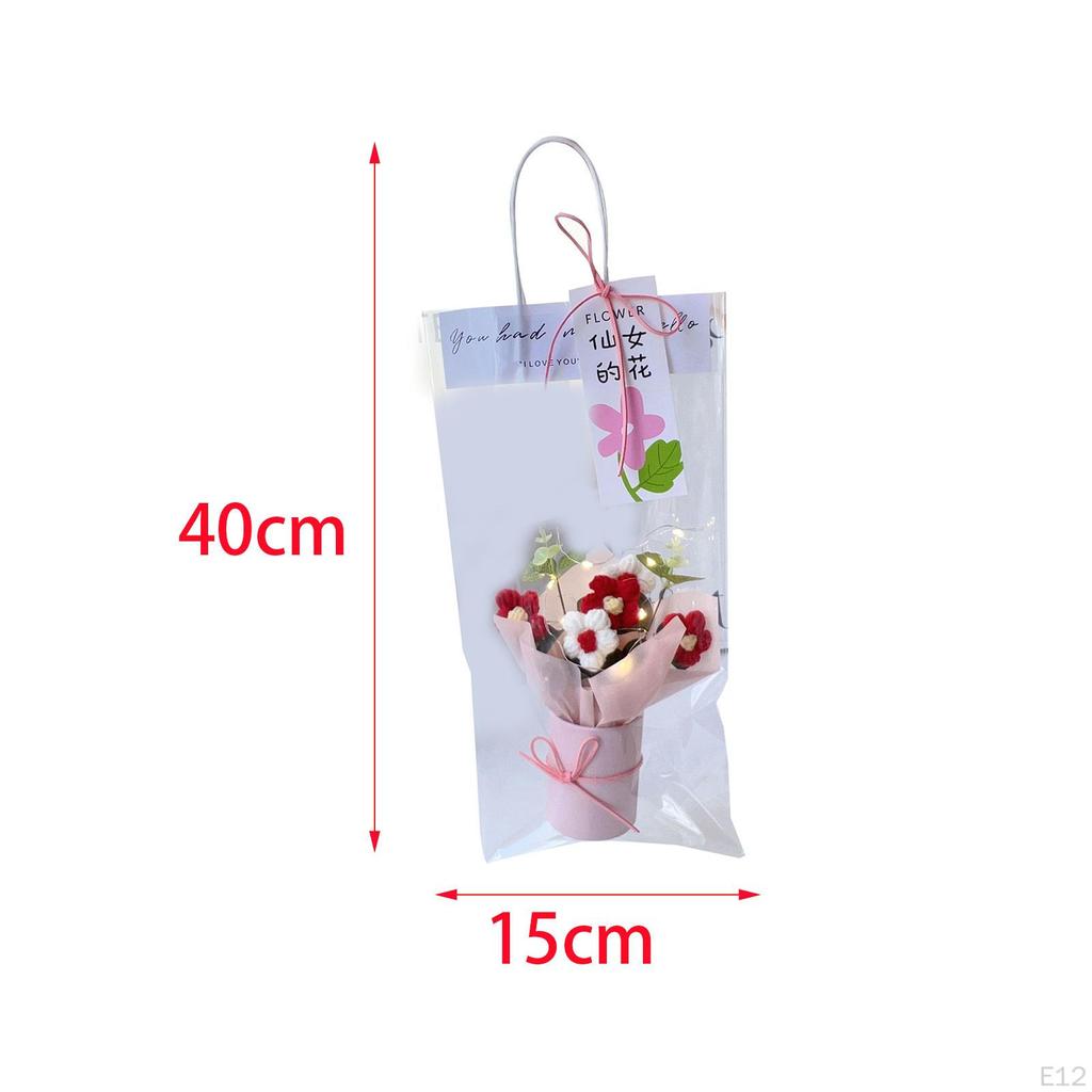 Artificial Flowers Crochet Flower Bouquet with Lights Decor Knitting for Girlfriend Shelf