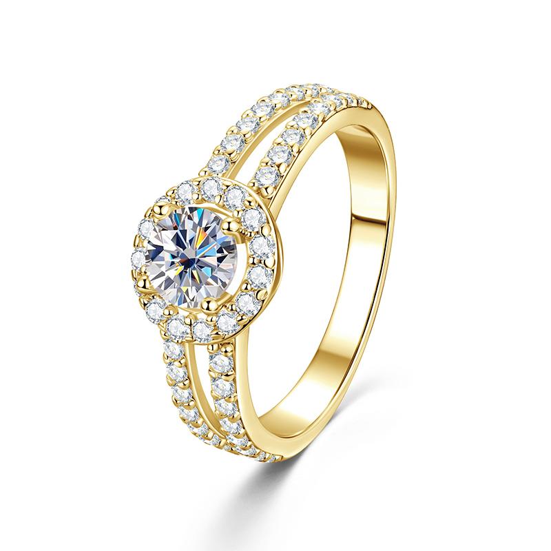 Anziw Classic 14k Gold Filled Wedding Rings For Women 0.5CT Round Cut Cubic Zirconia Fingers Ring Engagement Bridal Jewelry Gift