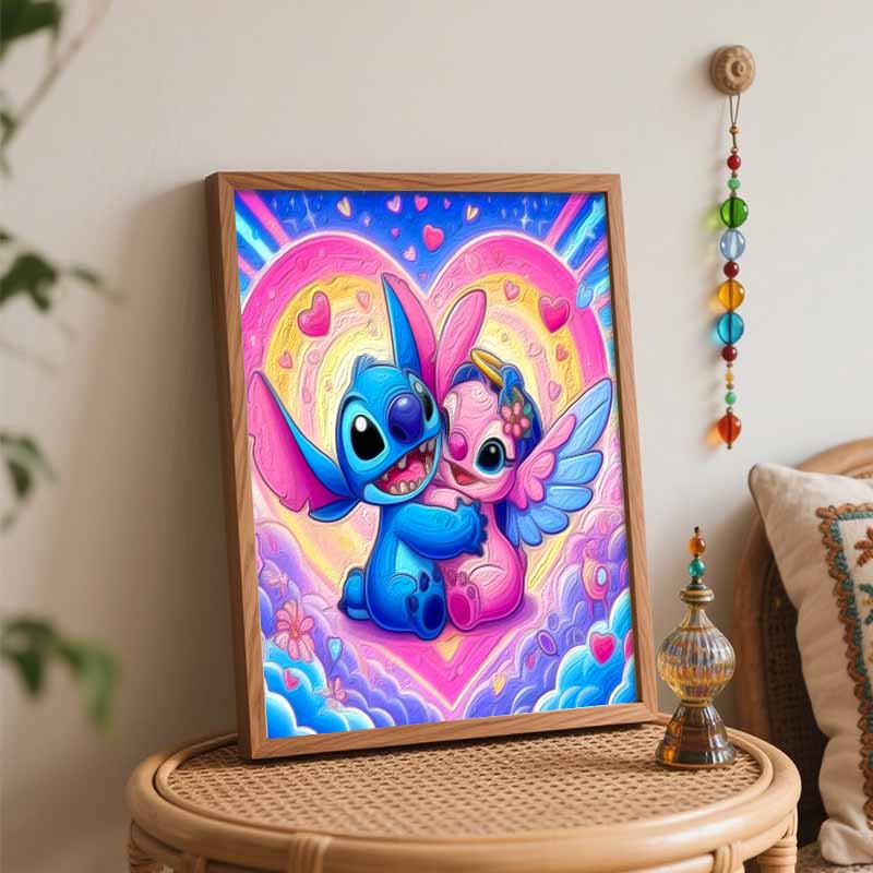 Disney DIY Oil Painting Kits Stitch Angel Hug Hand Painting Home Decor Craft Gift Ideas Canvas Wall Art Paint By Numbers Artwork Sets 130