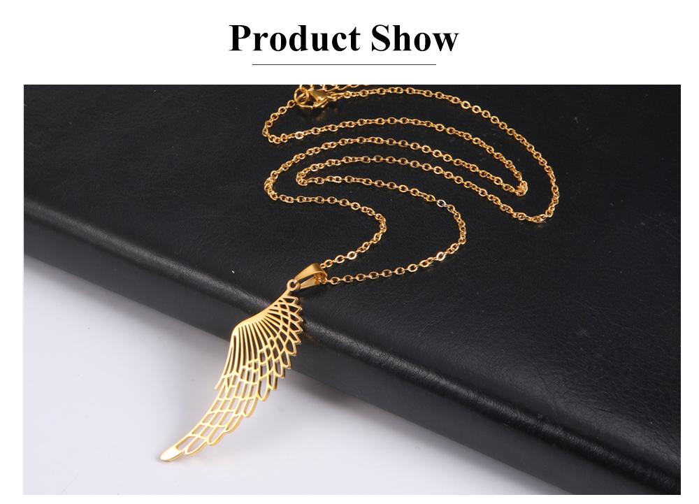 Cazador Hollow Wing of Angel Pendant Necklaces Feather Wings Stainless Steel Gold Color Charm Necklaces for Women Jewelry Kpop