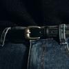 Simple Slim Leather Belt - Black