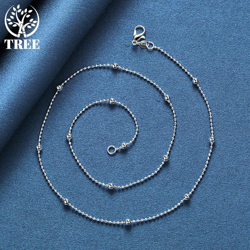 925 Sterling Silver Full Smooth Beads 16/18/20/22/24Inch 4mm Chain Necklace For Women Man Fashion Wedding Charm Jewelry
