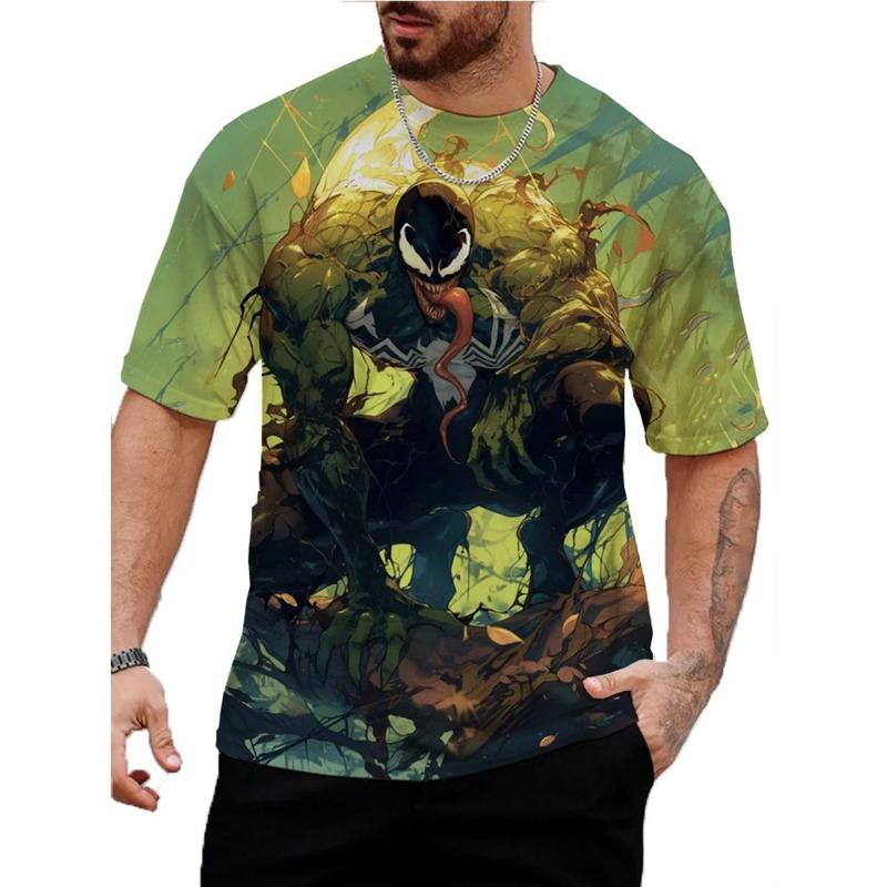 

Summer short-sleeved adult men s 3D printed street high-quality Marvel Spider-Man Venom quick-drying breathable top XXS